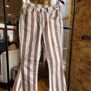 Orange + White Striped Bell Bottom Jeans